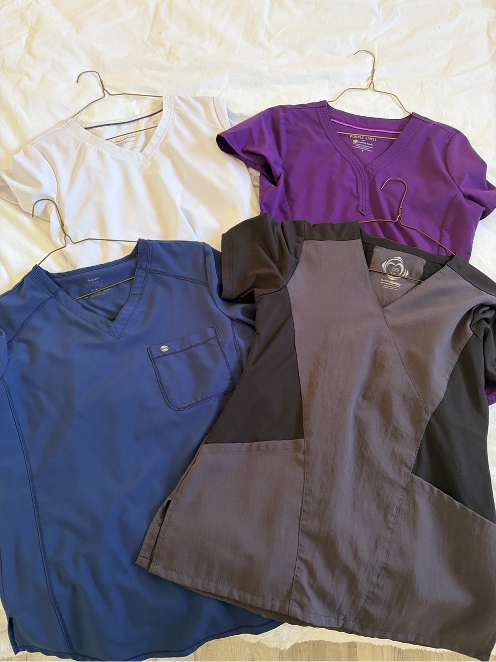 Women’s V-Neck Scrub Top - Purple, White, Blue, Gray